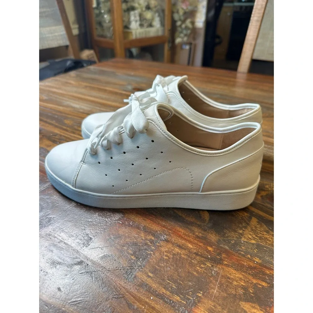 Vionic Keke White Leather Ribbon Lace Up Sneakers TVW5371 Women's Size 11 Shes
